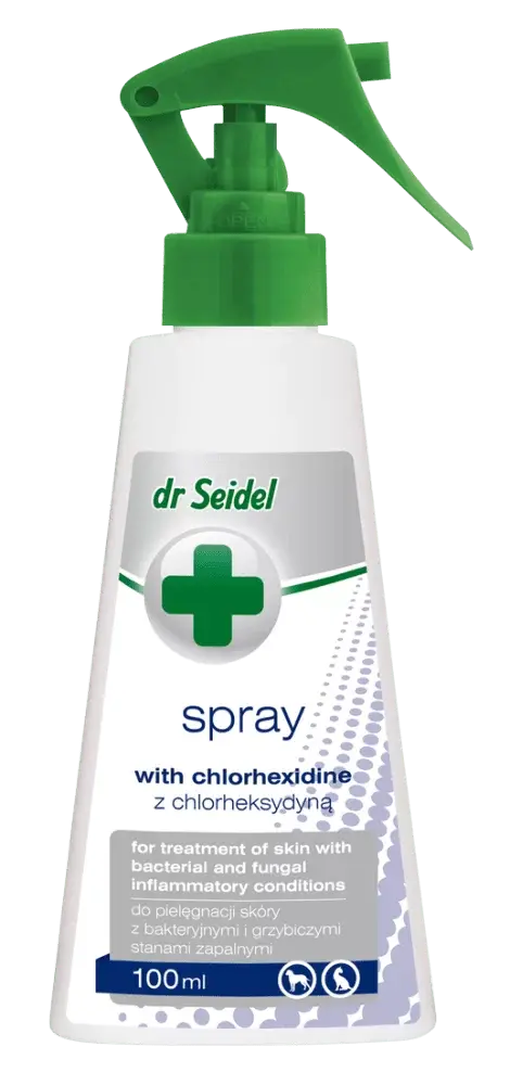 Spray met chloorhexidine voor de behandeling ontstoken huid