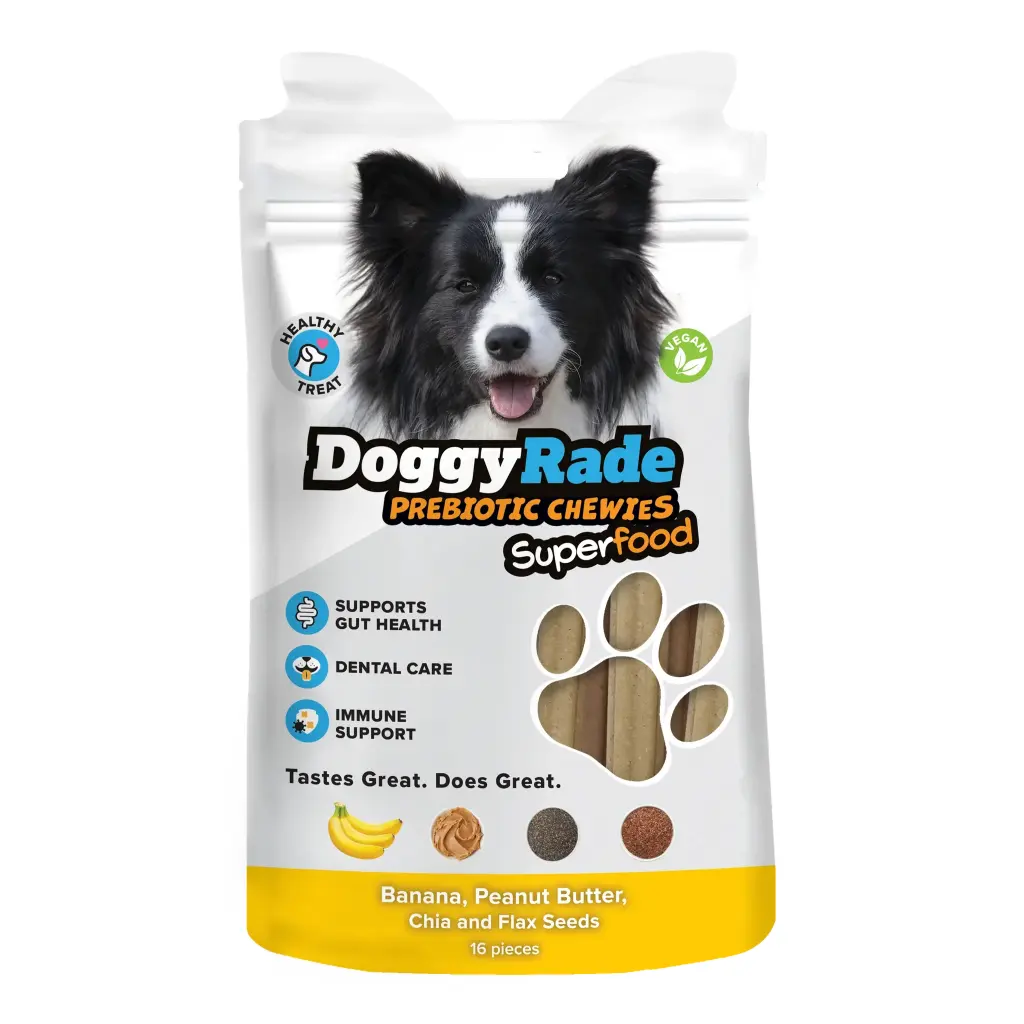 DoggyRade Prebiotic Chewies - Superfood banana, peanut, chia, flax seeds 100g