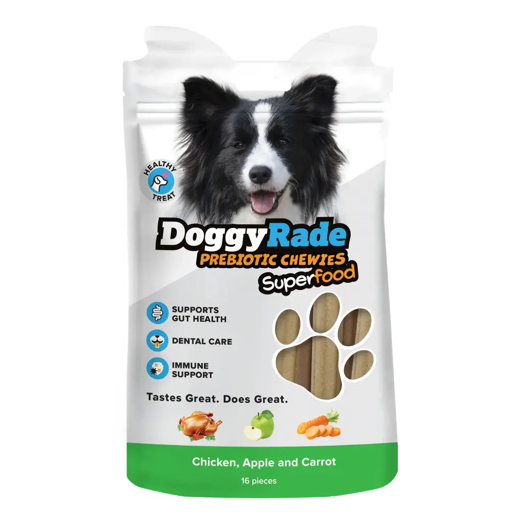 DoggyRade Prebiotic Chewies - Superfood chicken, apple, carrot 100g