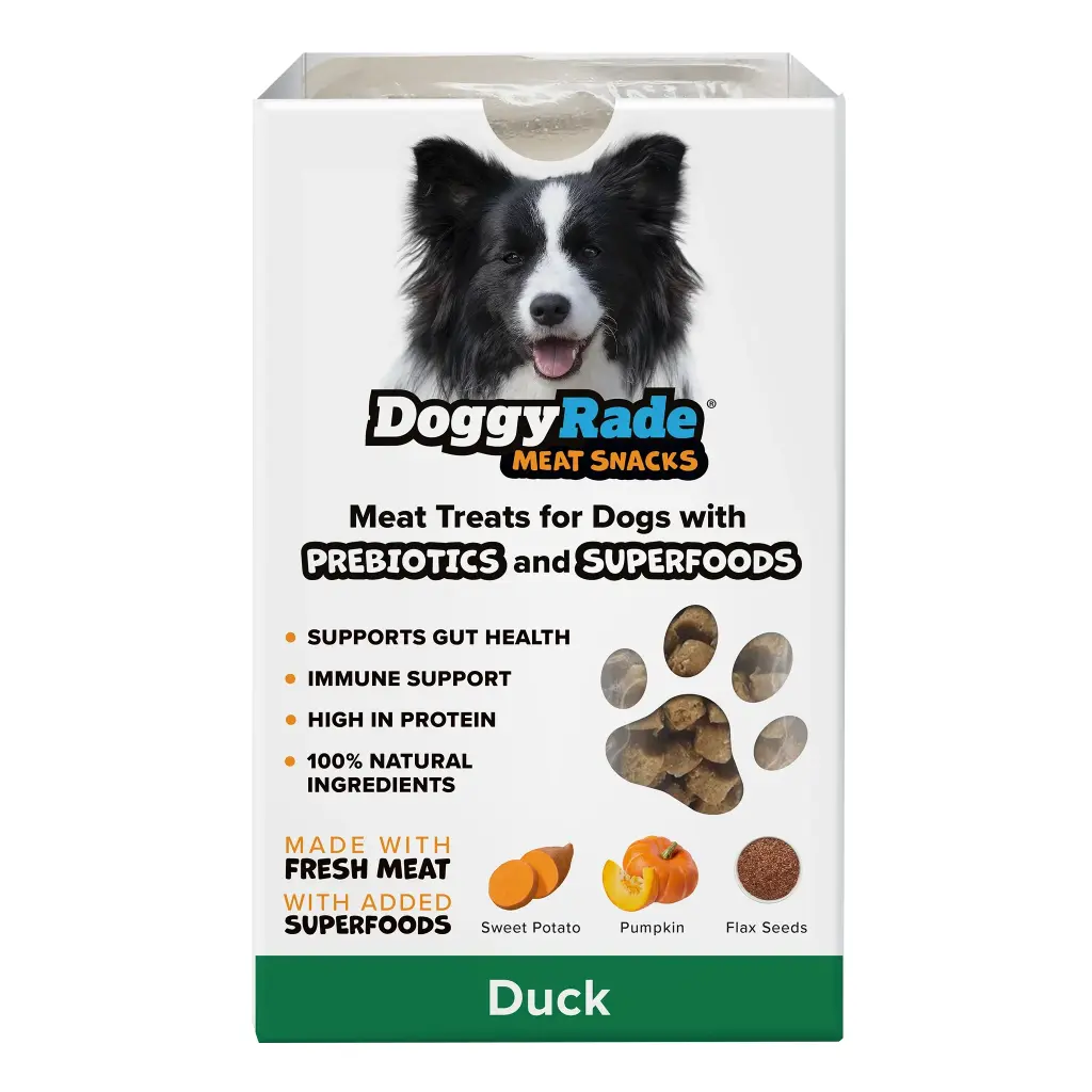 DoggyRade Prebiotic Meat Snacks - Superfood duck, sweet potato, pumpkin, flax seeds. 100g