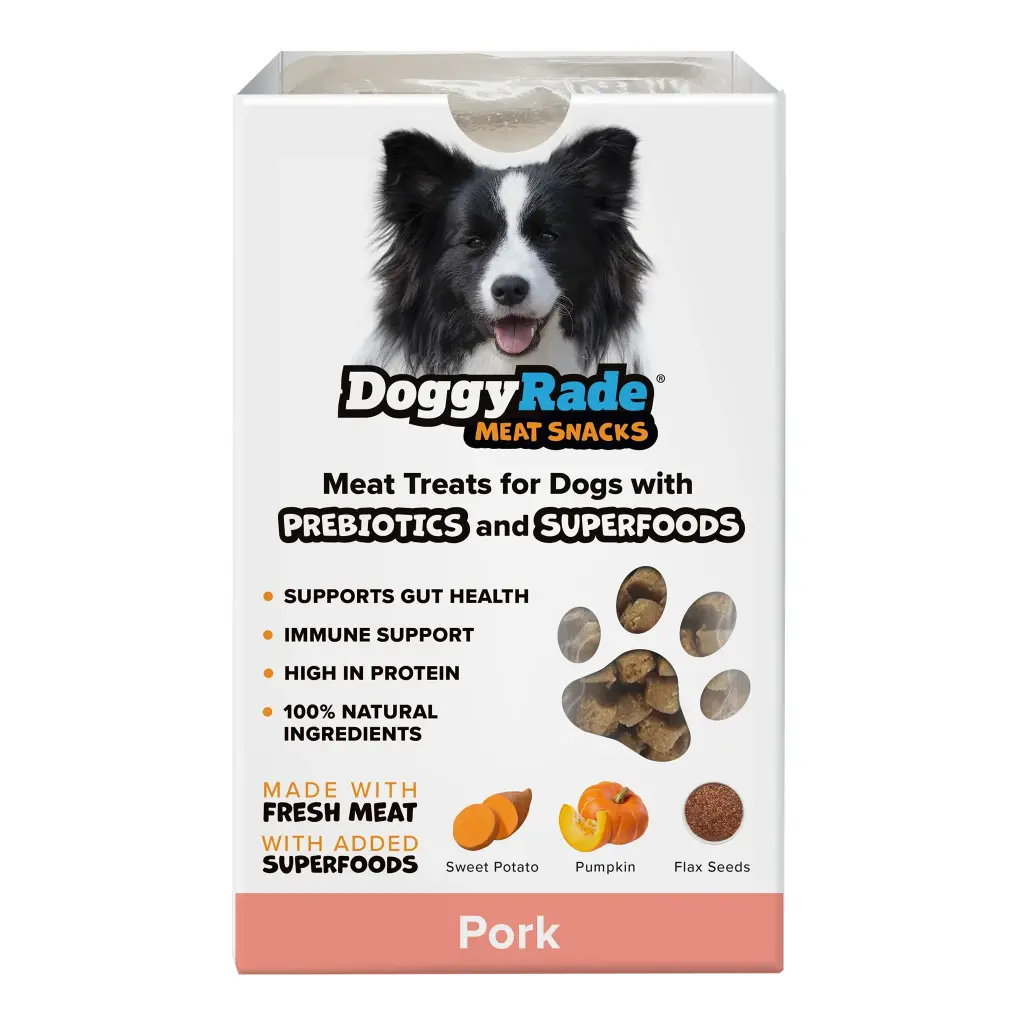 DoggyRade Prebiotic Meat Snacks - Superfood  pork, sweet potato, pumpkin, flax seeds. 100g