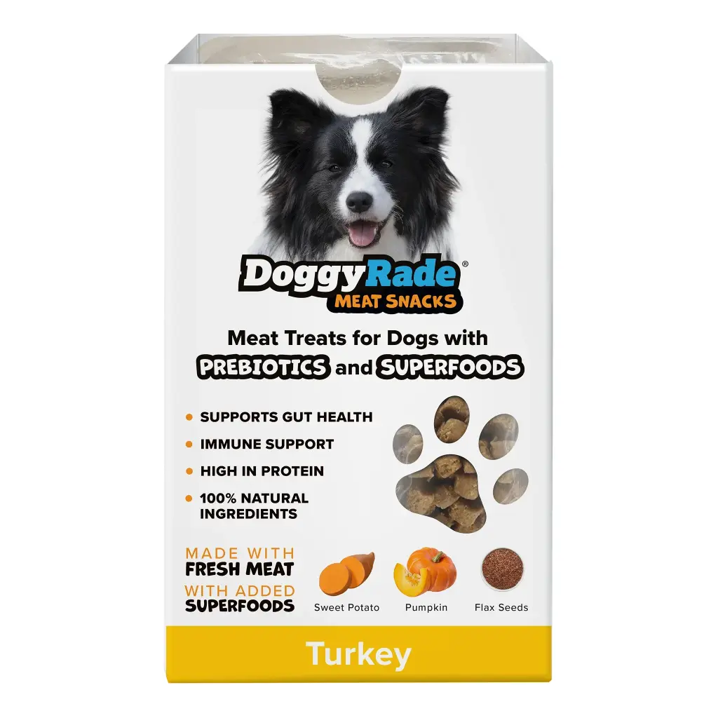DoggyRade Prebiotic Meat Snacks - Superfood  turkey, sweet potato, pumpkin, flax seeds. 100g